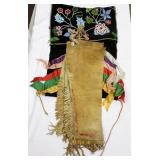 Pair 27" fringed & paint decorated leather
