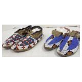 2 pair Plains beaded moccasins
