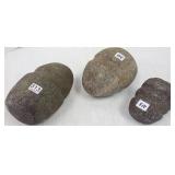 3 stone hammer heads- 1 double groove