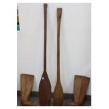 2 handmade canoe paddles & pair bark tanned