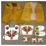 2 beaded vests & beaded pow-wow outfit
