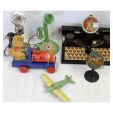 Group toy candlestick phones, airplane, toy