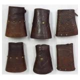 3 pair tooled leather & brass studded cowboy wrist