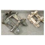 2 early wood saddle trees- 1 with old paint