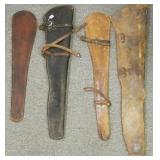 4 leather rifle saddle scabbards- 1 marked