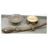 Wooden carved African reptile, African wood bowl &