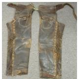 Pair vintage leather fringed chaps- Mayer & Son