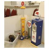2 antique style gas pumps, replica gas items &