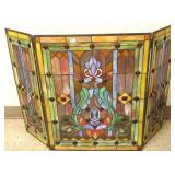 Antique style stained glass fire screen