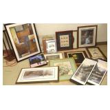 Group assorted framed prints, etc.