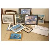 Large group of military related framed & unframed