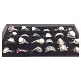 24 assorted rings including sterling, many set