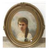 Ornately framed oil portrait on board