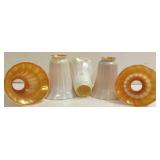 5 signed Quezal art glass shades