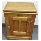 White clad oak ice box style stand