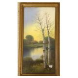 Framed signed pastel 12" x 24"