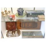 Group including silverplate, a purse, deco adder,
