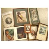 Group including advertising calendars, framed