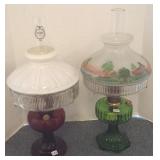 2 Aladdin glass lamps with shades
