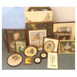 Large group vintage etc. framed prints & an