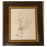 Signed Lon Smith metal point etching