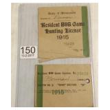 Minn. 1915 resident big game hunting license