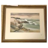 Framed signed Parlin (Florence) watercolor-