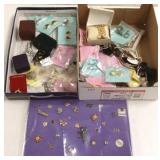 Group of costume jewelry & pins, etc.