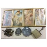 Art Nouveau girl metal candlestick, clothes