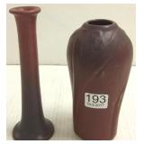 2 old Van Briggle pottery bud vases; 1 dated 1917
