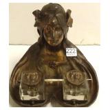 Antique Art Nouveau figural inkwell