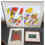 3 framed signed modern paintings, etc.