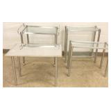 Group of mid century items including chrome shelf,