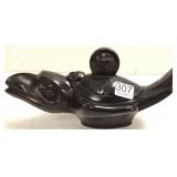 Composition Inuit style covered box signed Boma