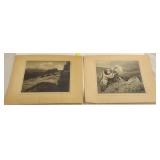 2 pencil signed E.H. Cassidy photos approx 9"x 12"