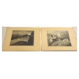 2 pencil signed E.H. Cassidy photos approx 9"x 12"