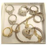 Group assorted sterling jewelry set with stones