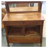 Oak buffet with beveled mirror (as seen)
