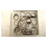Group of assorted sterling rings set with stones