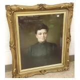 Ornately framed 19th Century portrait of a lady