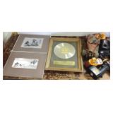 Group including Ryobi drill, framed items, etc.