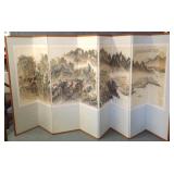 8-panel hand painted oriental folding floor screen