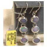 Pair of sterling & opal doublet earrings