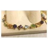 Sterling bracelet set with multi semi precious