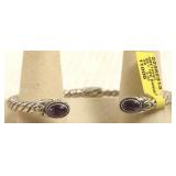 Fancy hinged sterling & 18K bracelet set with