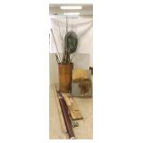 Group of vintage fishing including bamboo rods,