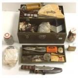 Vintage tackle box with vintage tackle & knives