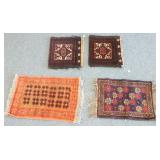 4 small handmade oriental mats/ bags