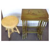 Painted organ stool & nesting tables