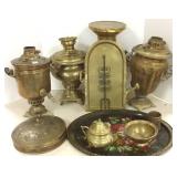 Group brass samovars etc.